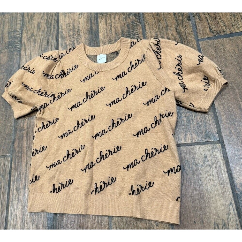 Anthropologie Maeve Maxine Ma Chérie Puff Sleeve Sweater Short Sleeve SZ M